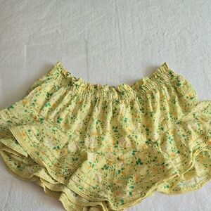 Floral Yellow Ruffle Skort